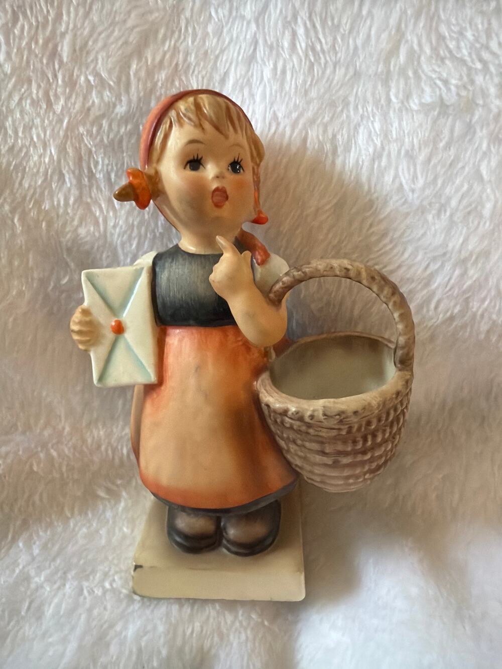 Vintage Goebel Hummel Meditation Girl Letter Basket Figurine #13/0 W Germany
